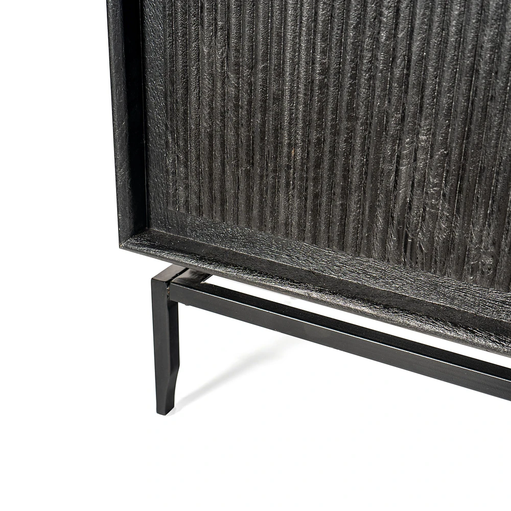 Camilo 3-Drawer Wood Accent Black Cabinet