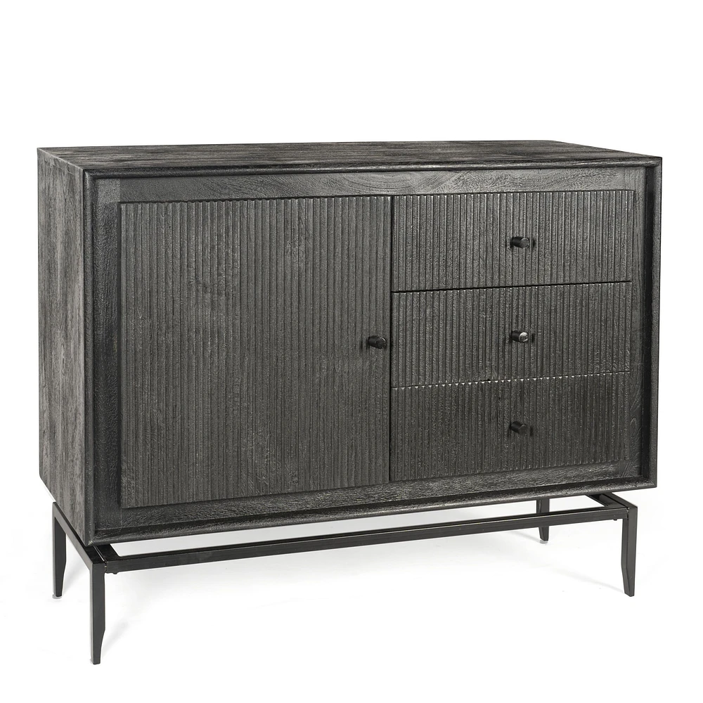 Camilo 3-Drawer Wood Accent Black Cabinet