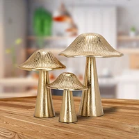Ribbed Mushroom Decor - 6", Gold Metal