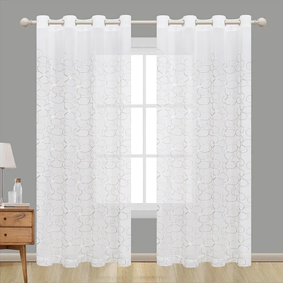 Brooke Sheer Embroidered Grommet Curtain