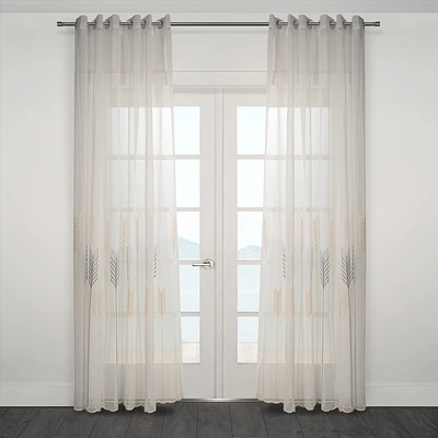 Embroidered Grommet Sheer Curtain