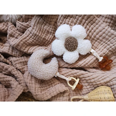 Tétines fleur et lune, ensemble de 2 - Crème et Beige
