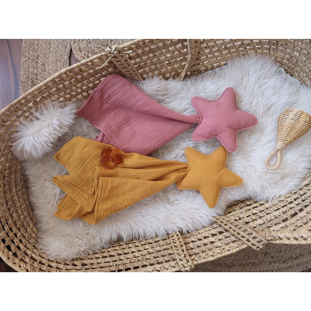Baby Star Security Blanket, Set of 2  - Rose & Mustard