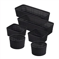 6-piece Weave Organizer Basket Set Plastic