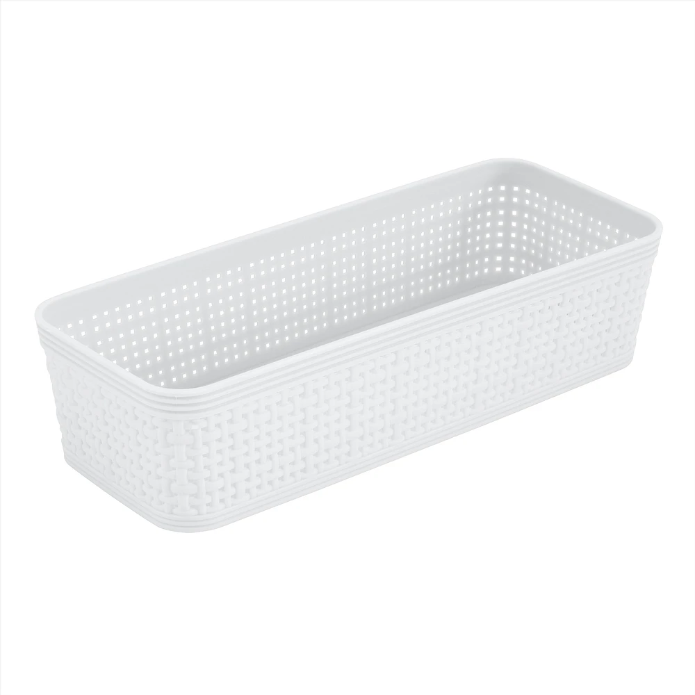 Ensemble de paniers de rangement en plastique tressé 6 pièces