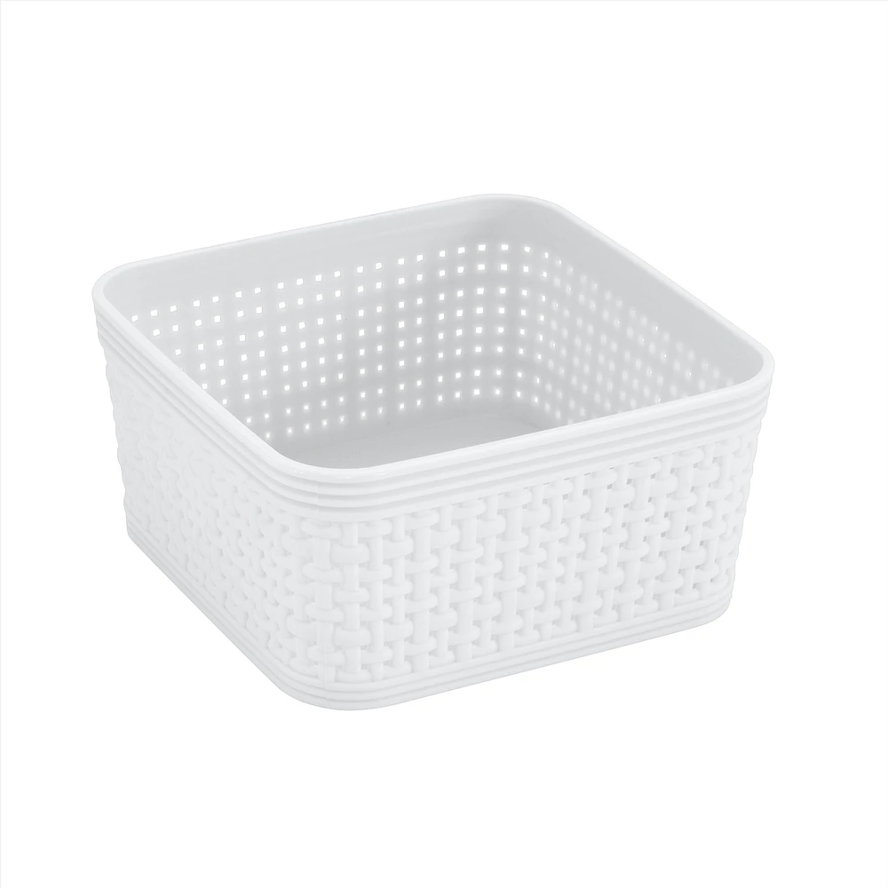 Ensemble de paniers de rangement en plastique tressé 6 pièces