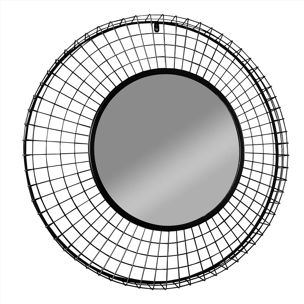 Miroir Rond Carré Metal Monika - Noir