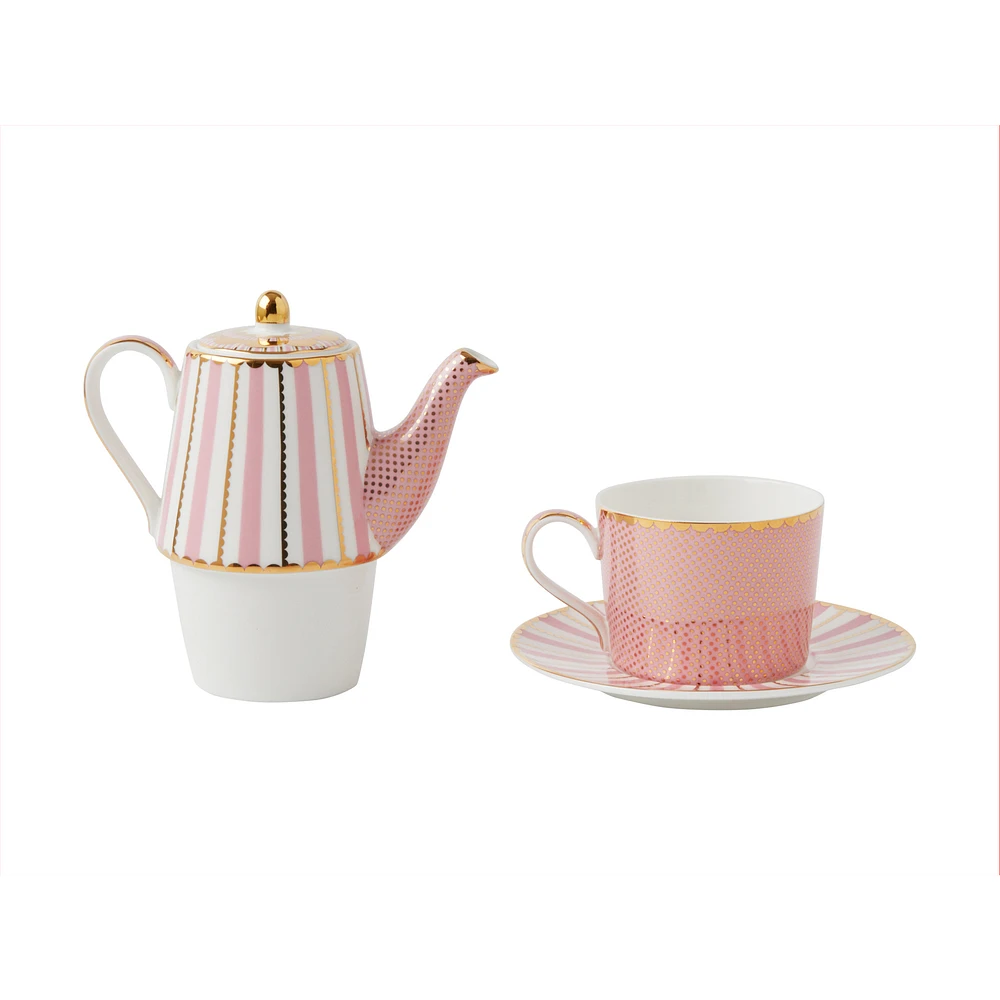 Regency Pink Teapot For One with Infuser by Maxwell & Williams