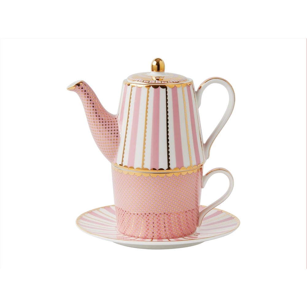 Regency Pink Teapot For One with Infuser by Maxwell & Williams