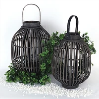 Brown Lantern with Stripe Look - 12.25"