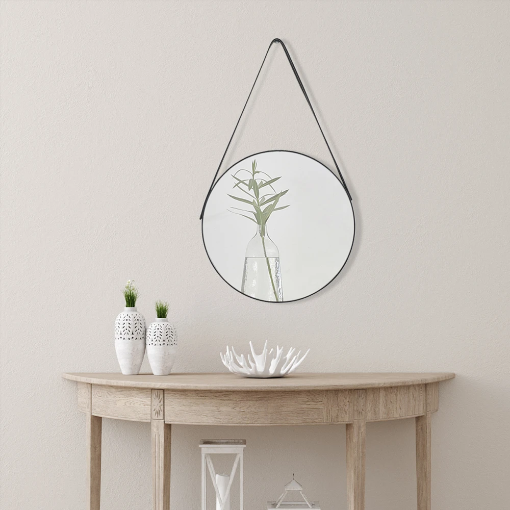 Miroir rond noir suspendu Tally  - 15 po