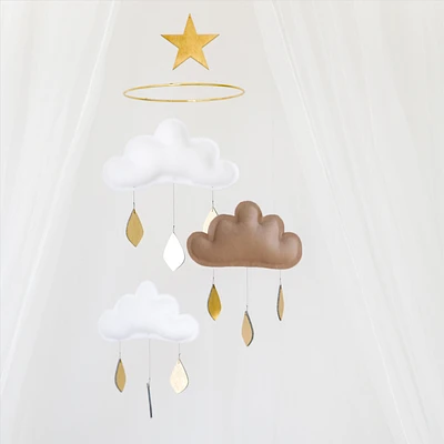 Mobile, nuage - Blanc et Taupe
