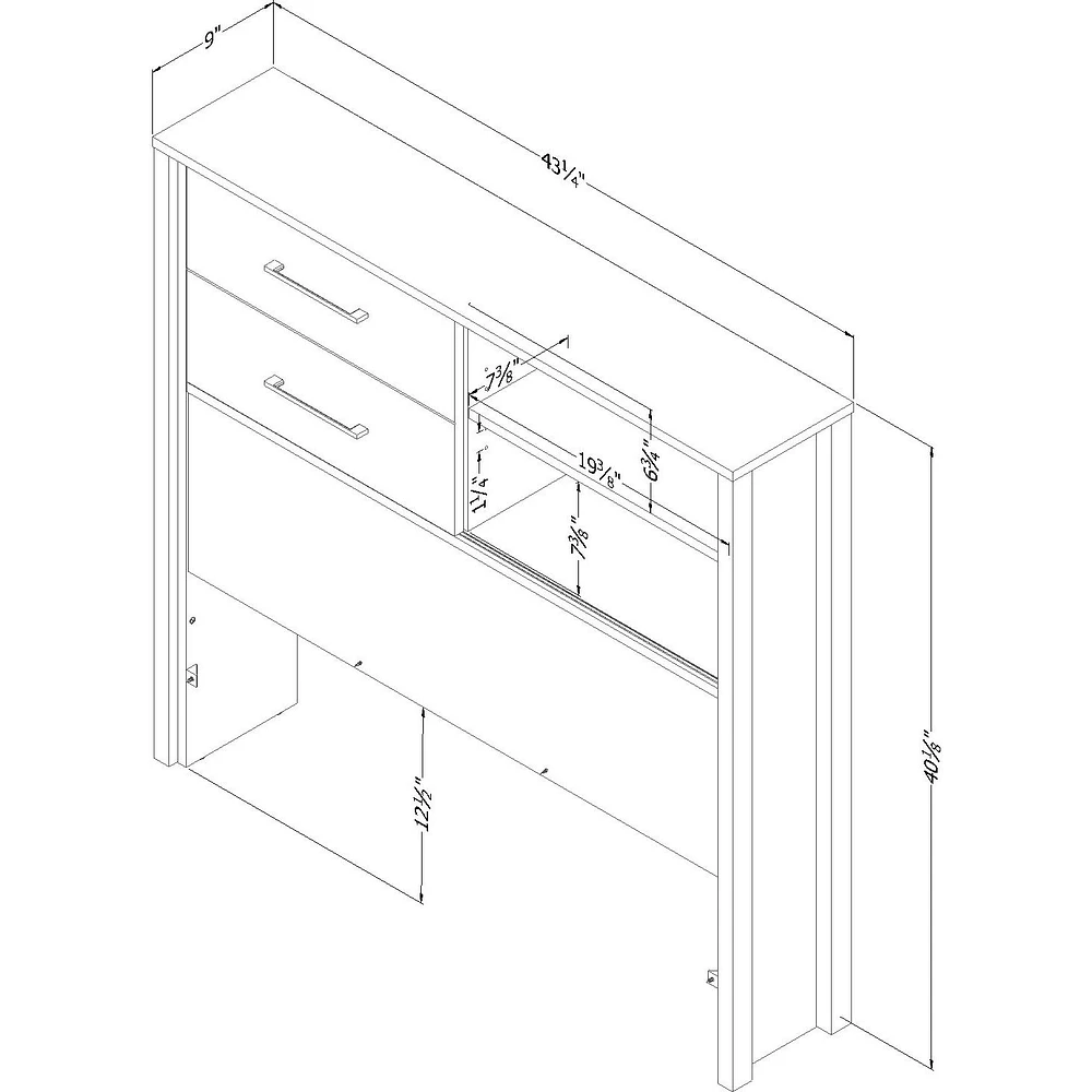 Munich Twin Bookcase Headboard in White and Soft Elm by South Shore Furniture