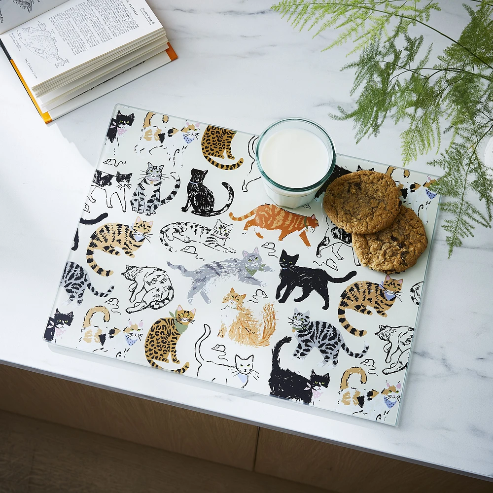 Feline Friends Glass Cutting Board