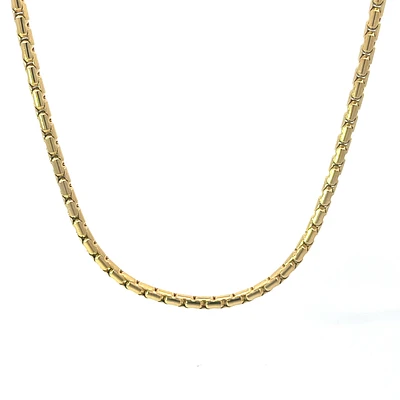 Luenzo 3mm Long Box Chain 24" Necklace Gold Plated