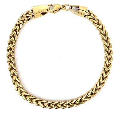 Luenzo 5mm Long Stainless Steel Franco Link Gold Plated Bracelet