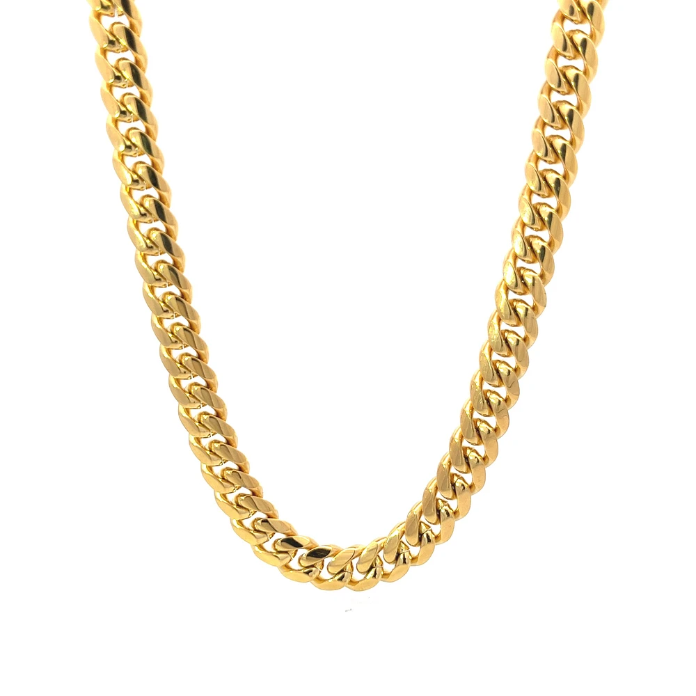 Luenzo 8mm Cuban Link Gold Plated 24'' Necklace