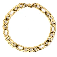 Luenzo 14K Gold PVD Plated Figaro Link Bracelet