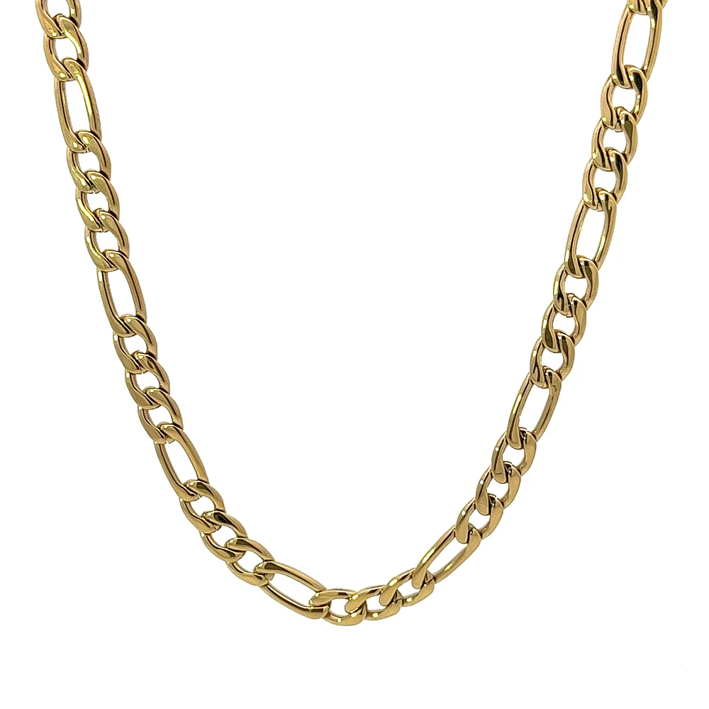 Collier à maillons 5mm Figaro plaqué 14k par Luenzo