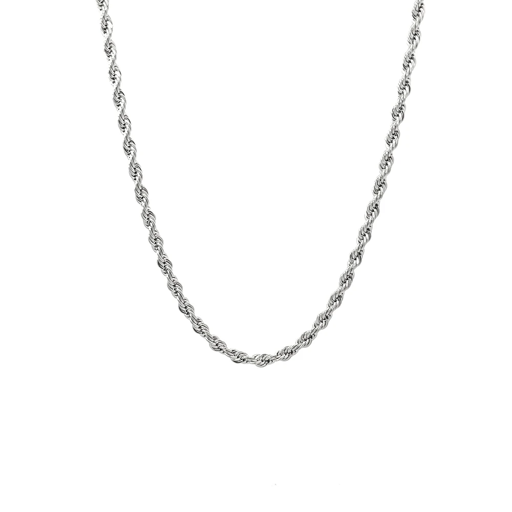 Luenzo 4mm Stainless Steel Rope Chain 24" Necklace