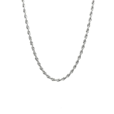 Luenzo 4mm Stainless Steel Rope Chain 24" Necklace