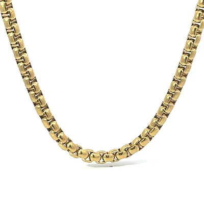 Luenzo 5mm Box Link Chain 24" Necklace Gold Plated