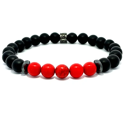 Luenzo Black Onyx and Red/Black Jade Bracelet