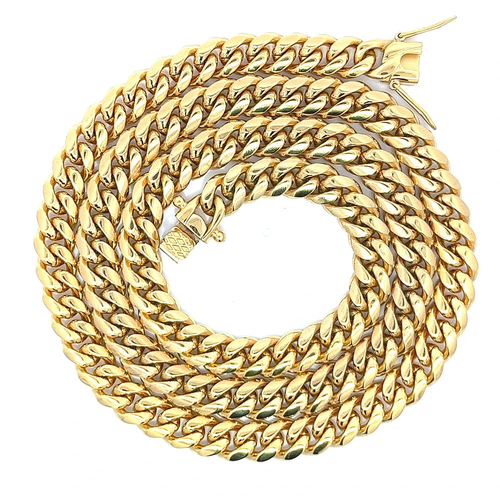 Luenzo 8mm Cuban Link Gold Plated 24'' Necklace