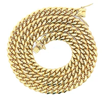 Luenzo 8mm Cuban Link Gold Plated 24'' Necklace