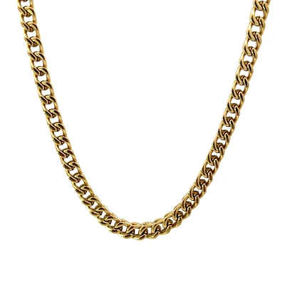 Luenzo 5mm 18k Gold Plated Long Stainless Steel Franco Link 24'' Necklace 