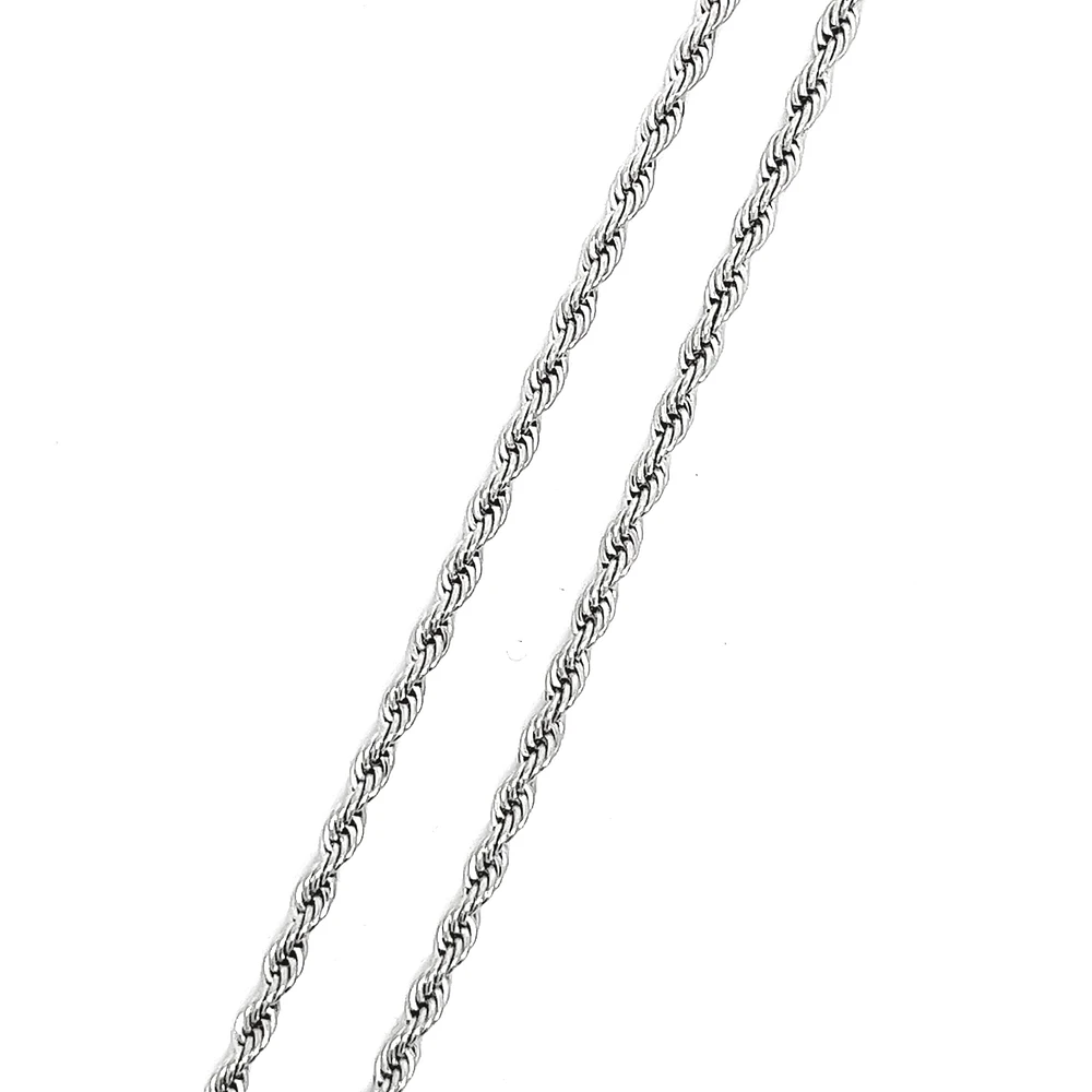 Luenzo 4mm Stainless Steel Rope Chain 24" Necklace