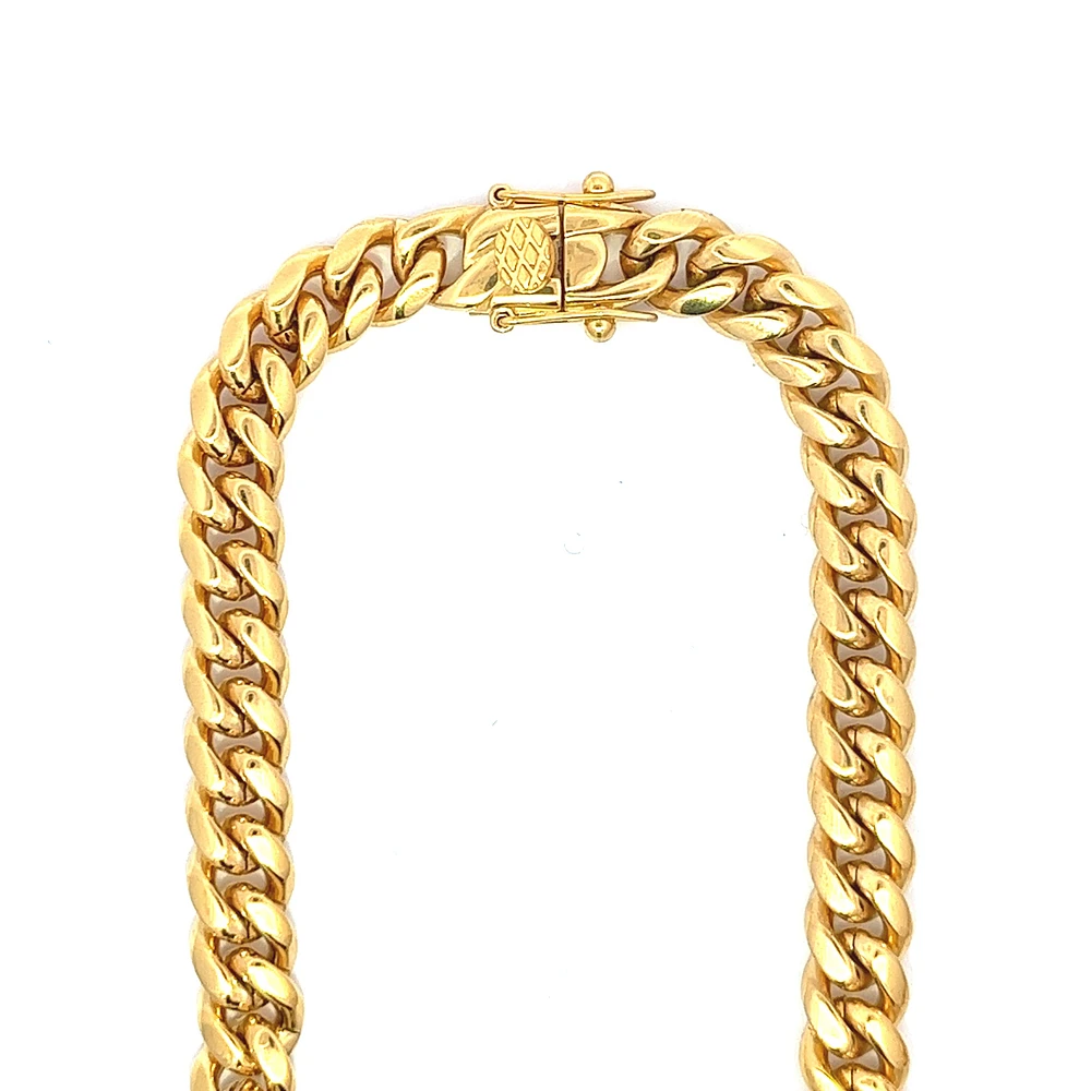 Luenzo 8mm Cuban Link Gold Plated 24'' Necklace