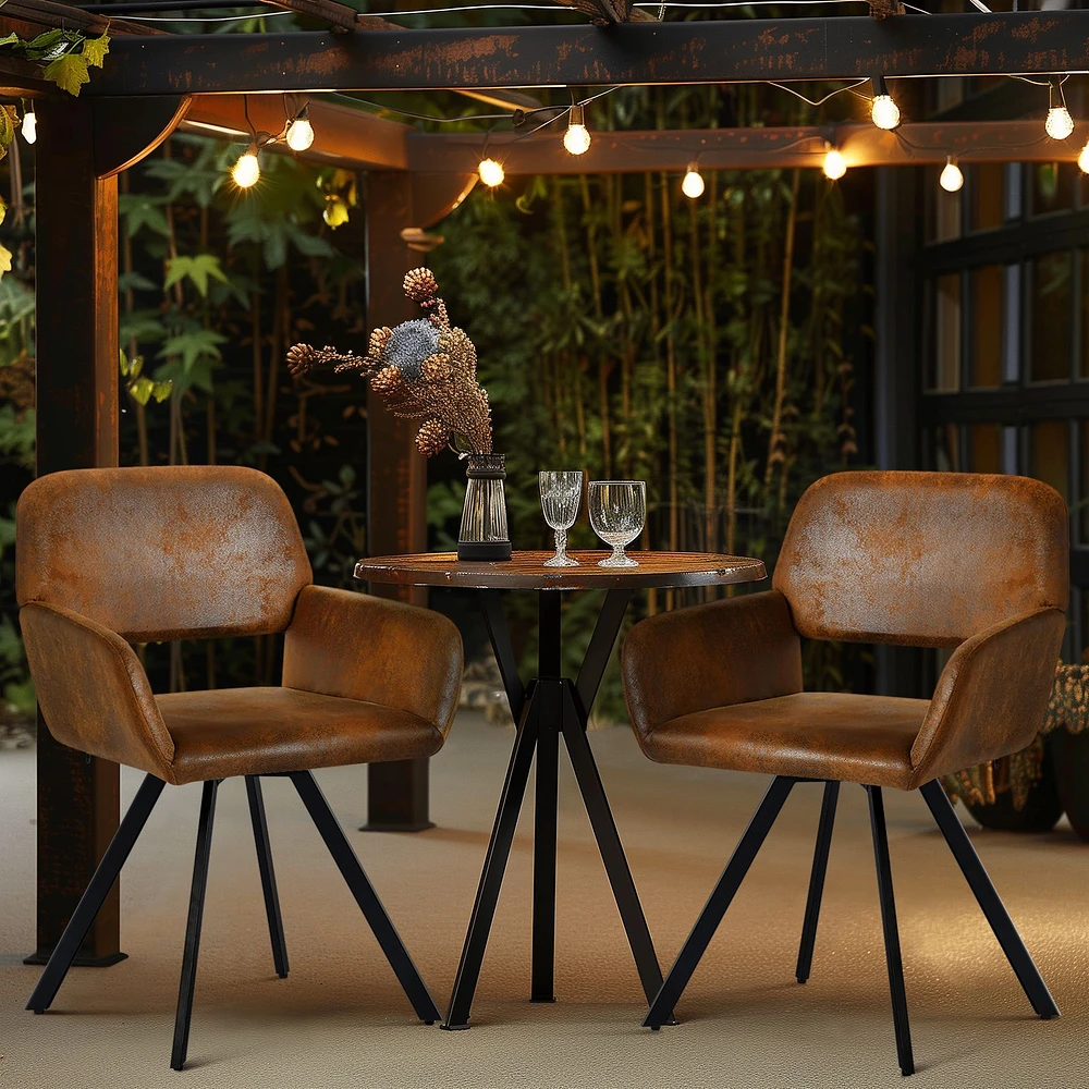 Maison Classique Chaises de salle à manger pivotantes à 360° rembourrées en daim, ensemble de 2 - Marron