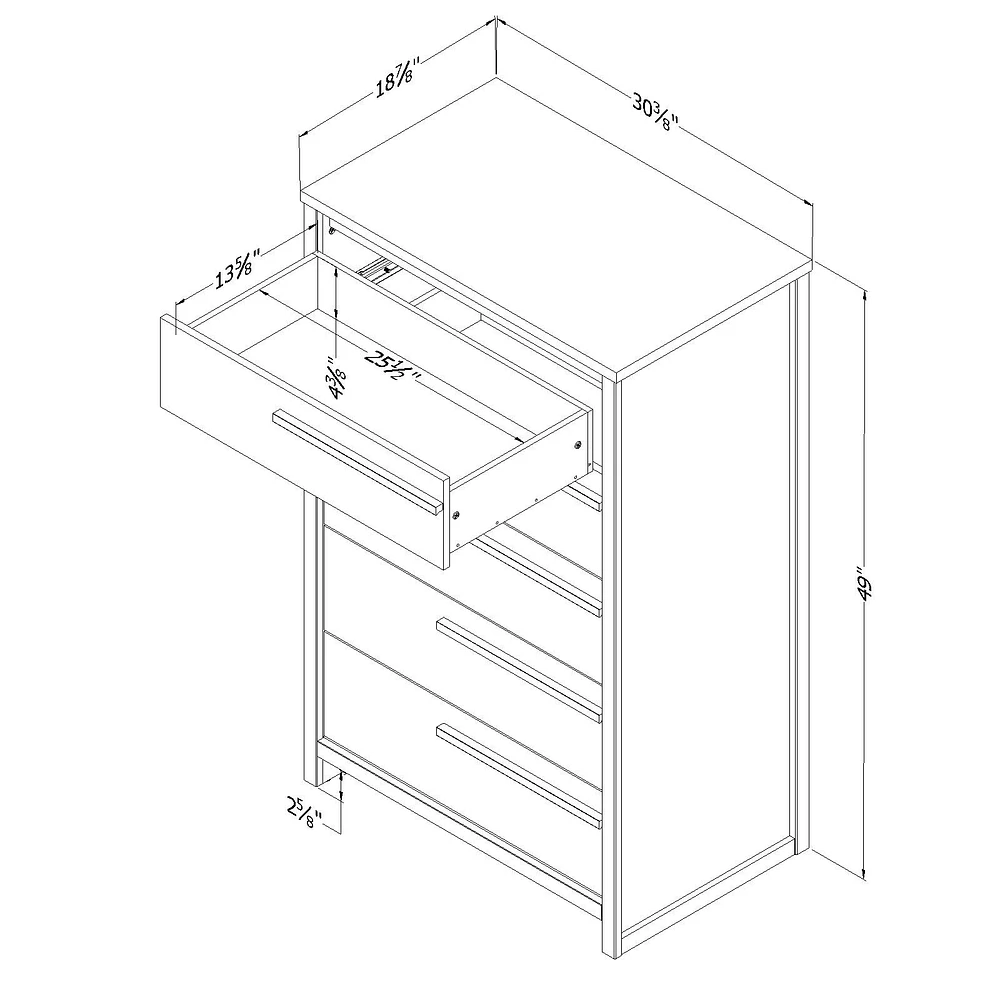 Tao 5-Drawer Chest Grey Oak by South Shore Furniture