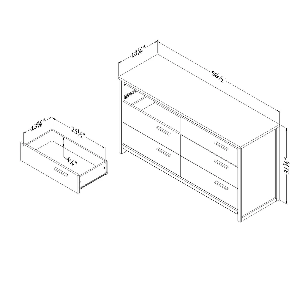 Tao 6-Drawer Double Dresser Natural Walnut by South Shore Furniture