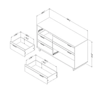 Commode double à 6 tiroirs Fynn en chêne rustique par South Shore Furniture