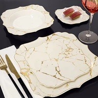 Gold Marble 18-Piece Bone China Dinnerware Set by Brilliant