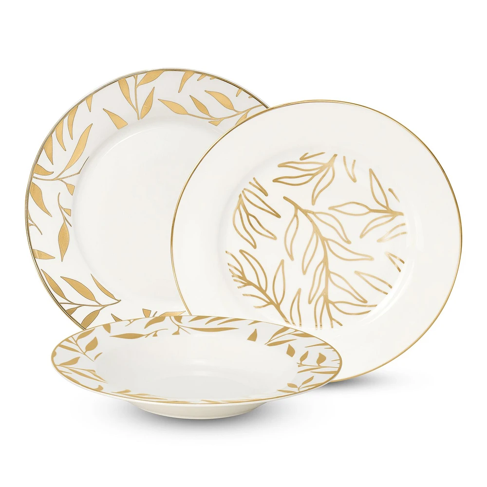 Gold Petal -Piece Bone China Dinnerware Set by Brilliant