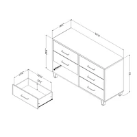 Arlen 6-Drawer Double Dresser in Weathered Oak by South Shore Furniture