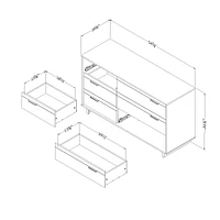 Commode double à 6 tiroirs Fynn en chêne hivernal par South Shore Furniture