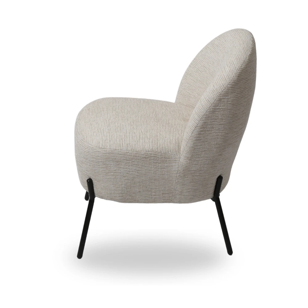 Beige Accent Chair with Black Metal Legs by Maison Classique