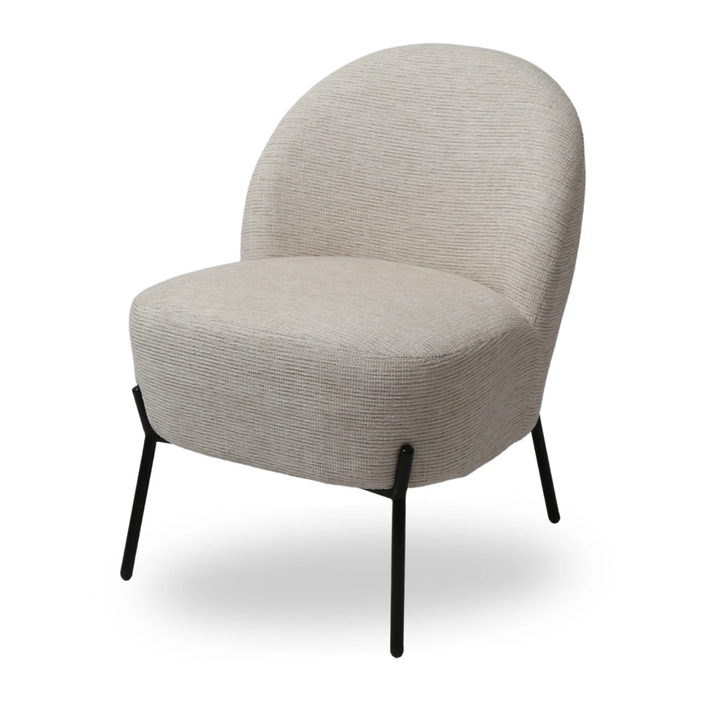 Beige Accent Chair with Black Metal Legs by Maison Classique