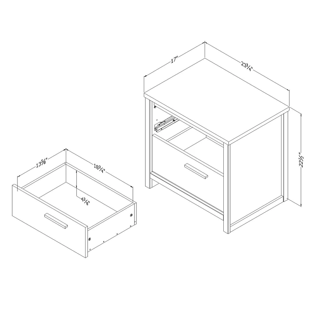 Table de chevet à 2 tiroirs Tao noyer par South Shore Furniture