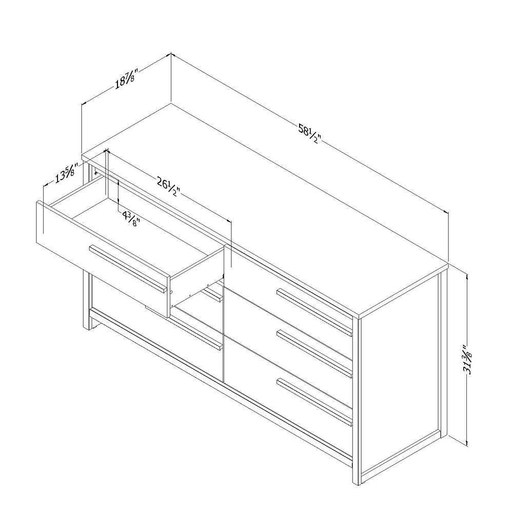 Tao 6-Drawer Double Dresser Grey Oak by South Shore Furniture