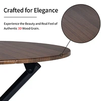 Modern 5-Piece Round Espresso Dining Set with Grey Chairs