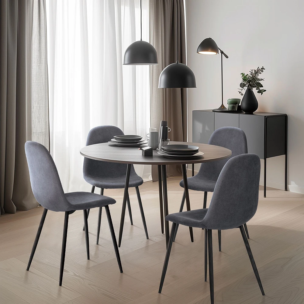 Set of 4 Grey Fabric Dining Chairs by Maison Classique