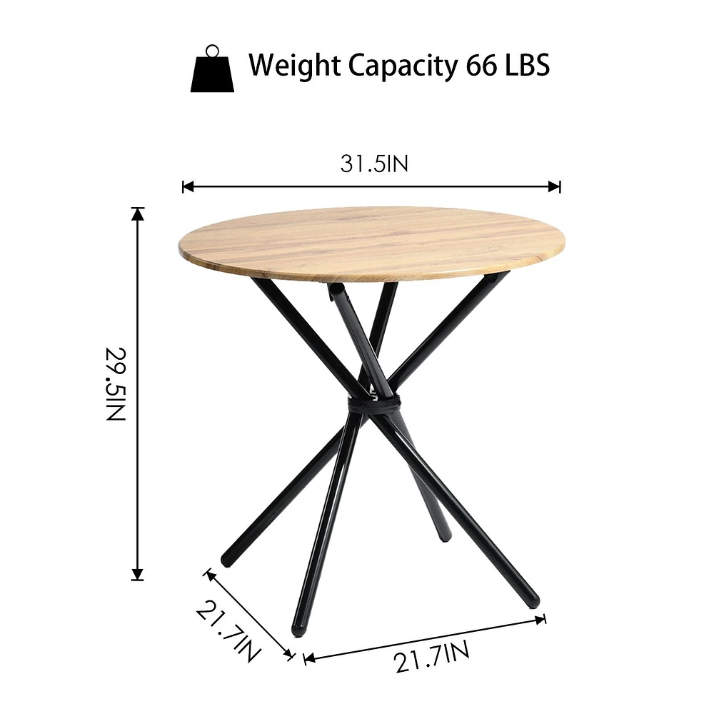 Modern Round Dining Table with Natural Wood Finish - Oak