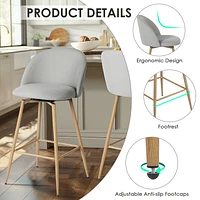 Ensemble de 2 tabourets de bar pivotants en tissu  - Gris