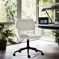 Adjustable Swivel Office Chair with Armrests in Beige Chenille Fabric by Maison Classique