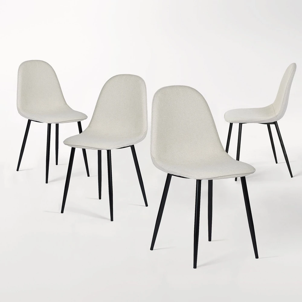 5-Piece Dining Set Including Brown Dining Table with Beige Dining Chairs by Maison Classique